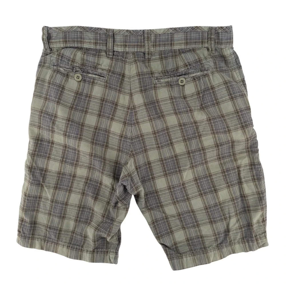 Carbon 2 Cobalt Mens Size 32 Plaid 100% Cotton Tan Green Multicolor Chino Shorts